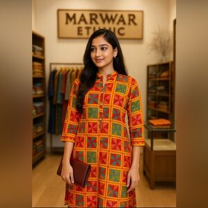 Colorful Geometric Patterned kurti / long shirt /